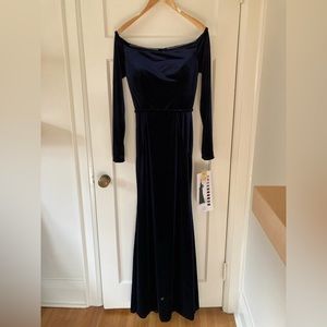 Off-The-Shoulder Lustrous Velvet Bridesmaid Dress